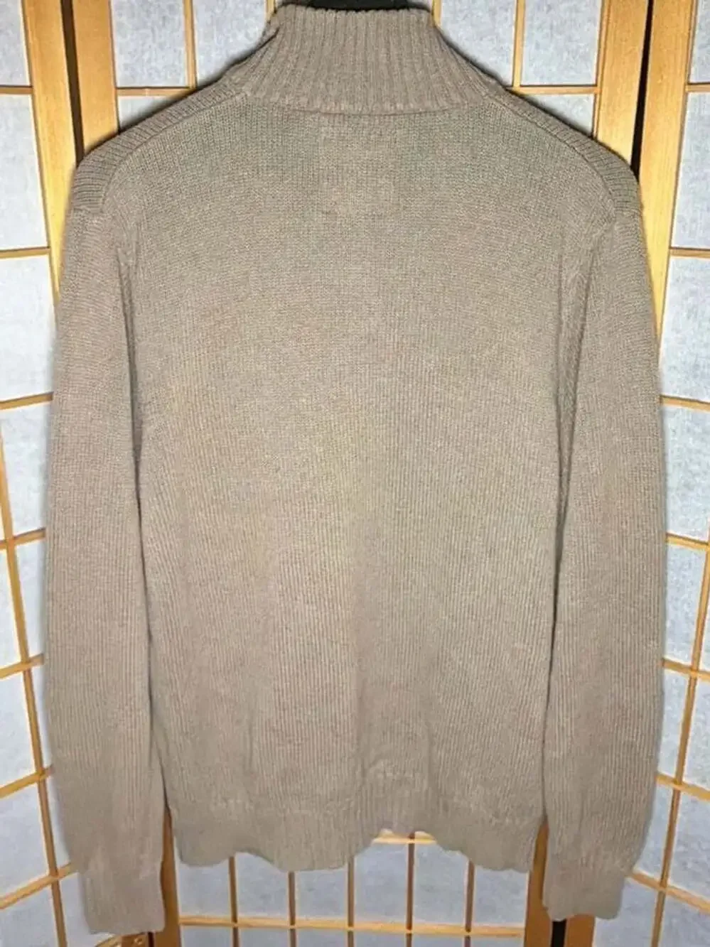 Old Navy Shawl Collar Sweater Size Large Tan Brown 100% Cotton Pullover